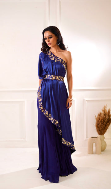 Designer Rashika's Classy Navy Amber Cape and Sharara- Rent