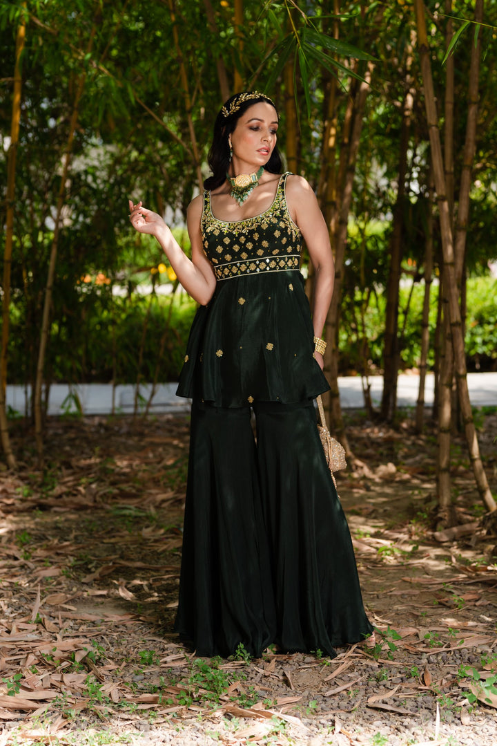 Designer Rashika's Green Aaisha Sharara Set - Rent