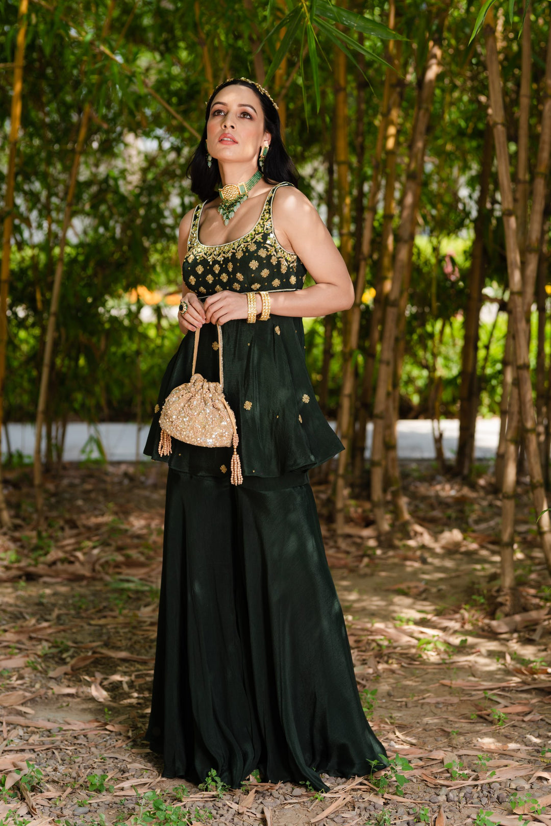 Designer Rashika's Green Aaisha Sharara Set - Rent