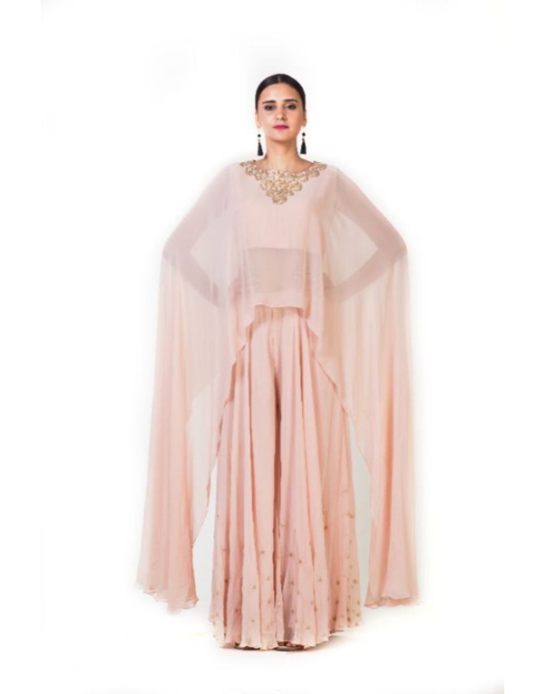 Rent Peach Cape Top & Sharara Set