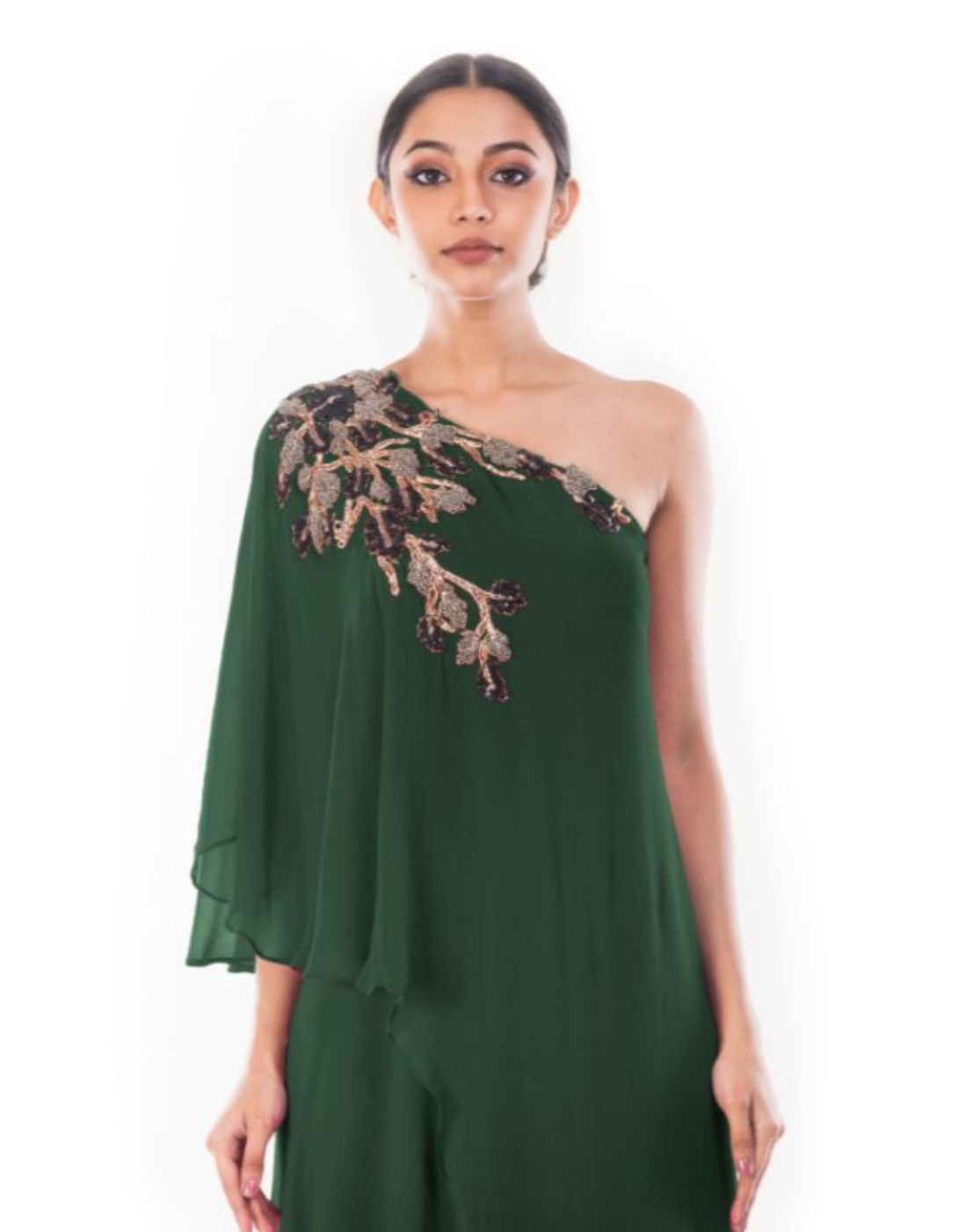 Rent Green drop Shoulder Cape Dress-Women-Glamourental