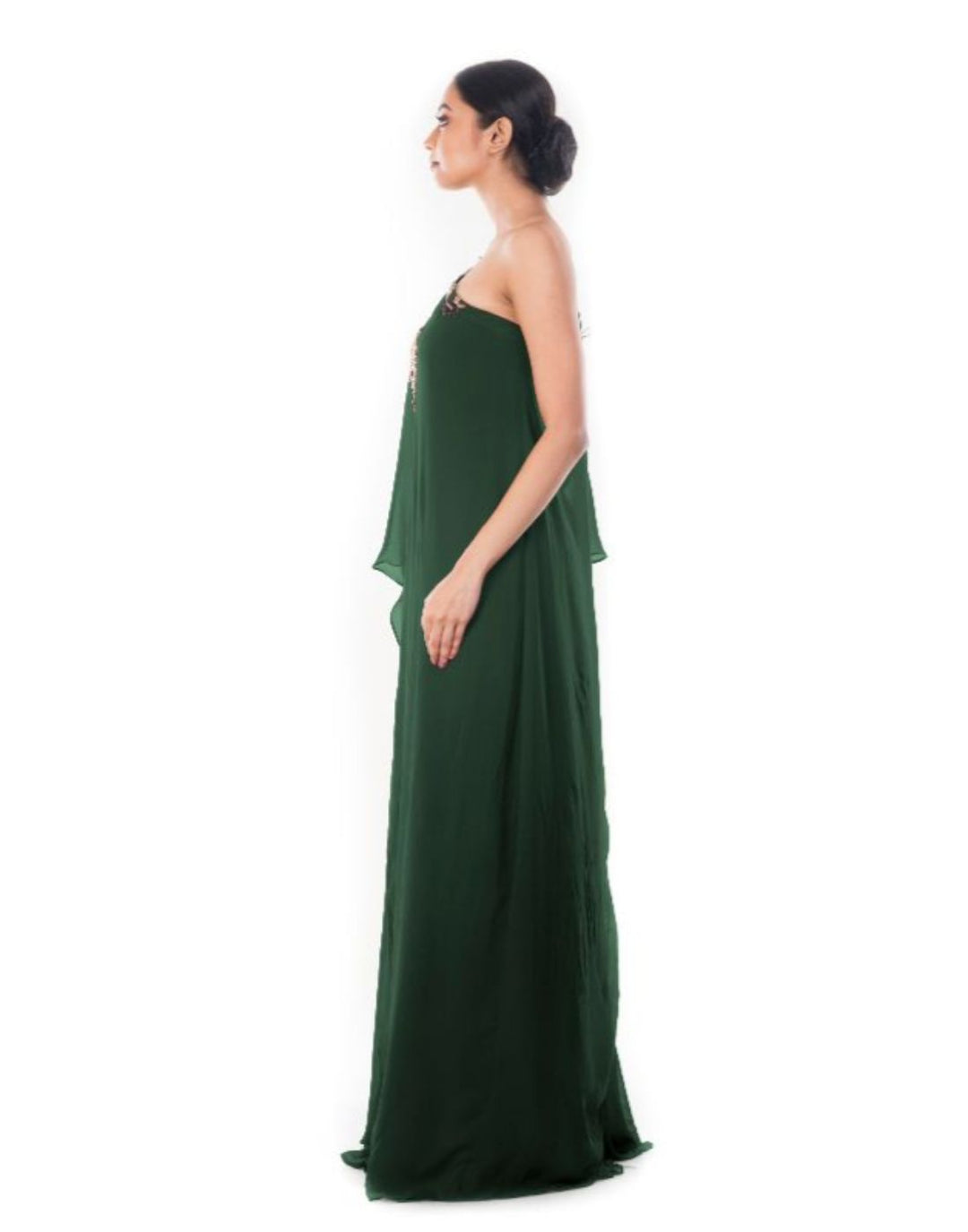 Rent Green drop Shoulder Cape Dress-Women-Glamourental