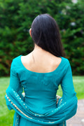Rent Green Embroidered Sharara-Women-Glamourental