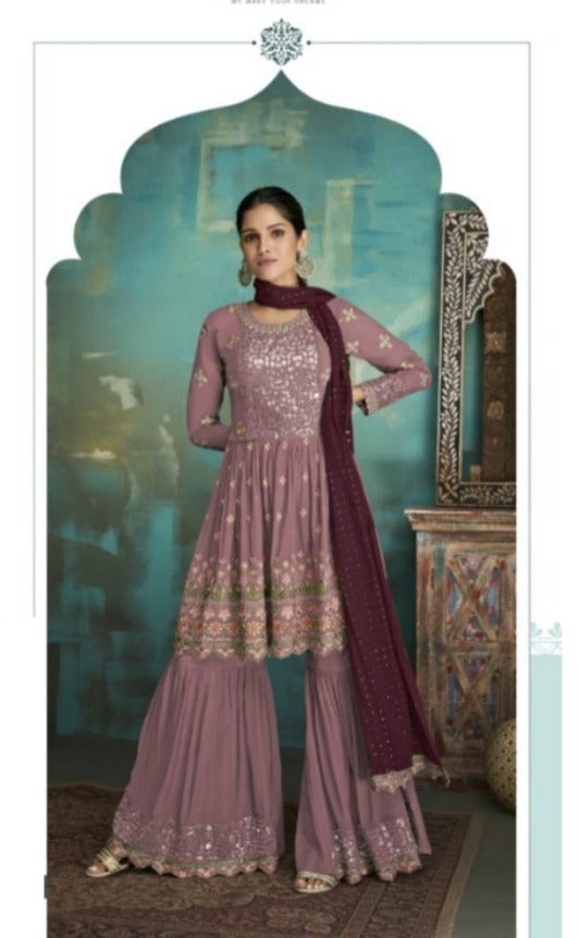 Georgette Embroidery Sharara - Rent