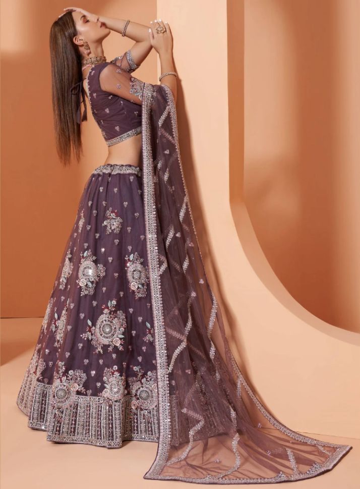 Beautiful Purple Colored Partywear Designer Lehenga Choli - Rent