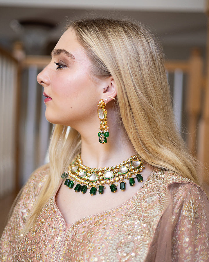 Beautiful Golden and Green Necklace set