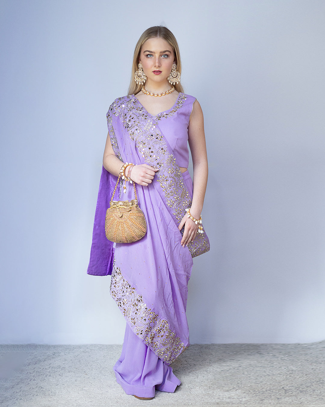 Purple colored Uniquely designed Outfit - Rent