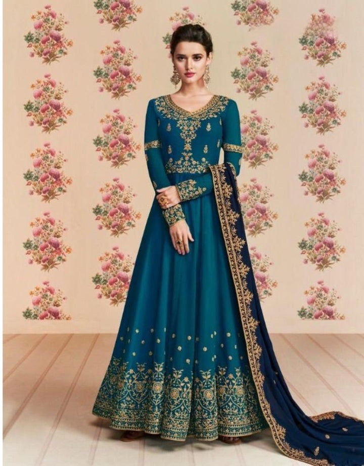 Embroidered Faux Georgette Anarkali- Rent