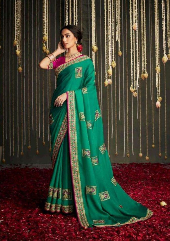 Lime Green Color South Silk Saree - Rent