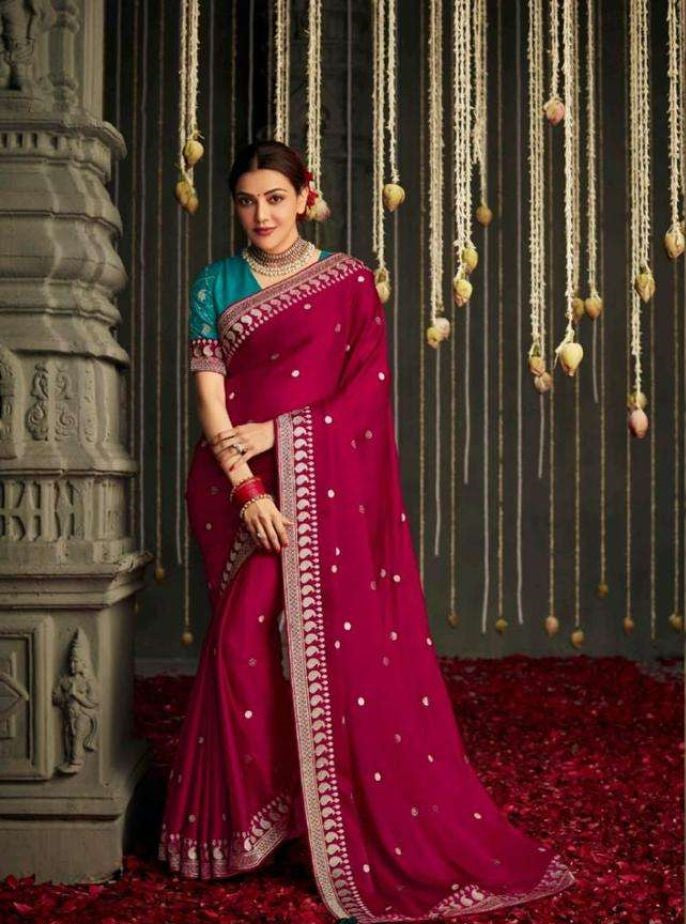 Maroon Color Traditional South Silk Saree - Rent