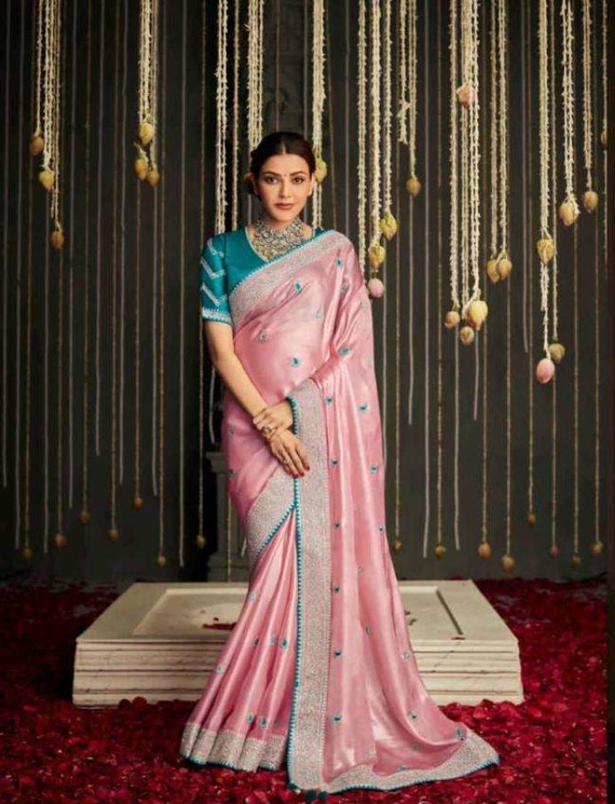 Pink Color Silk Designer Traditional Saree - Rent