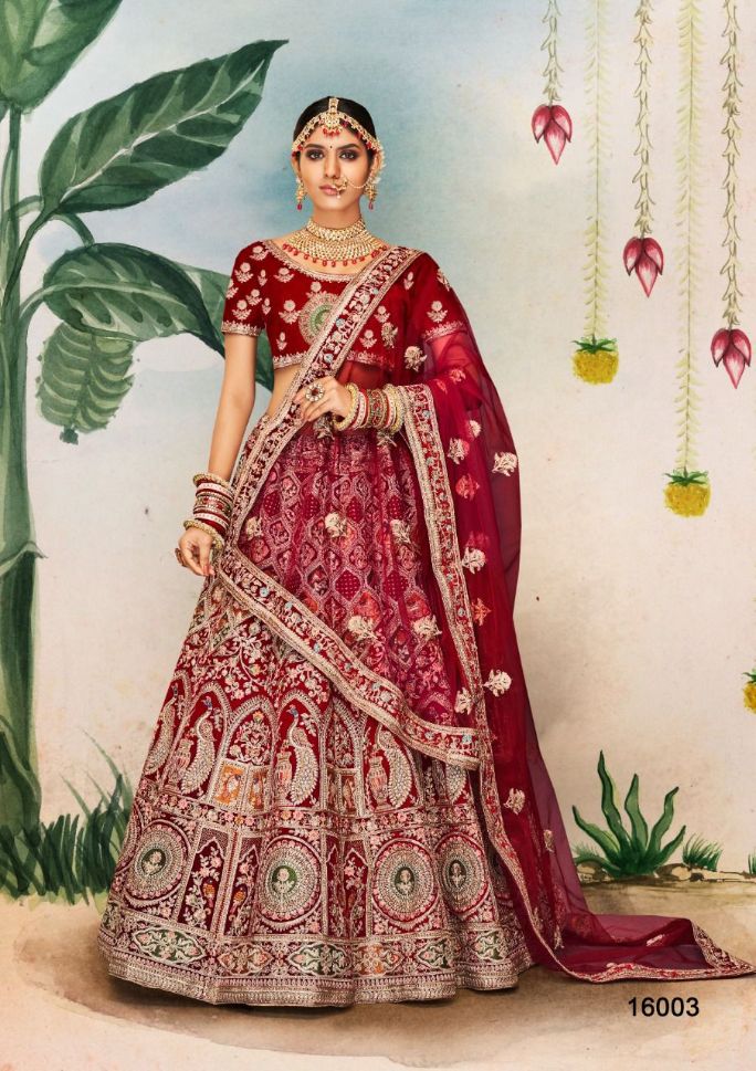 Party Wear Red Gold And Maroon Colour In Dupian Silk Stylish Lehenga at Rs  3399 in Surat