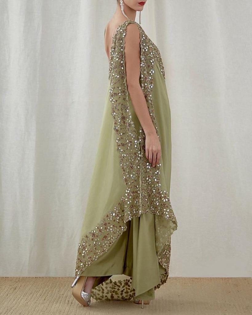 Elegant Green Colored Georgette Dress - Rent