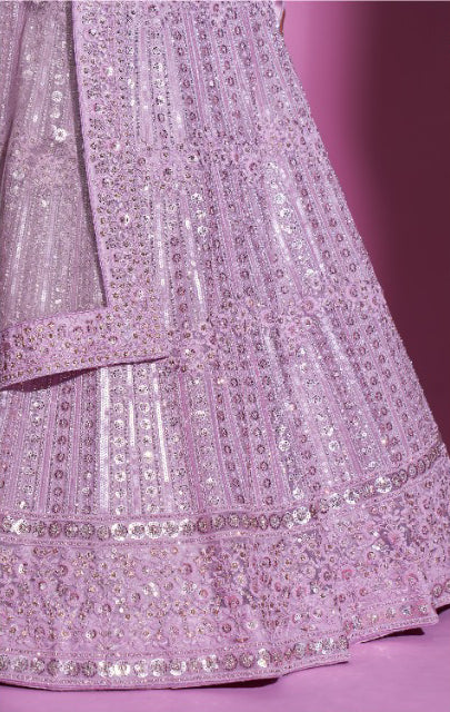 Beautiful Lilac Heavy Embroidered Lehenga Set - Rent