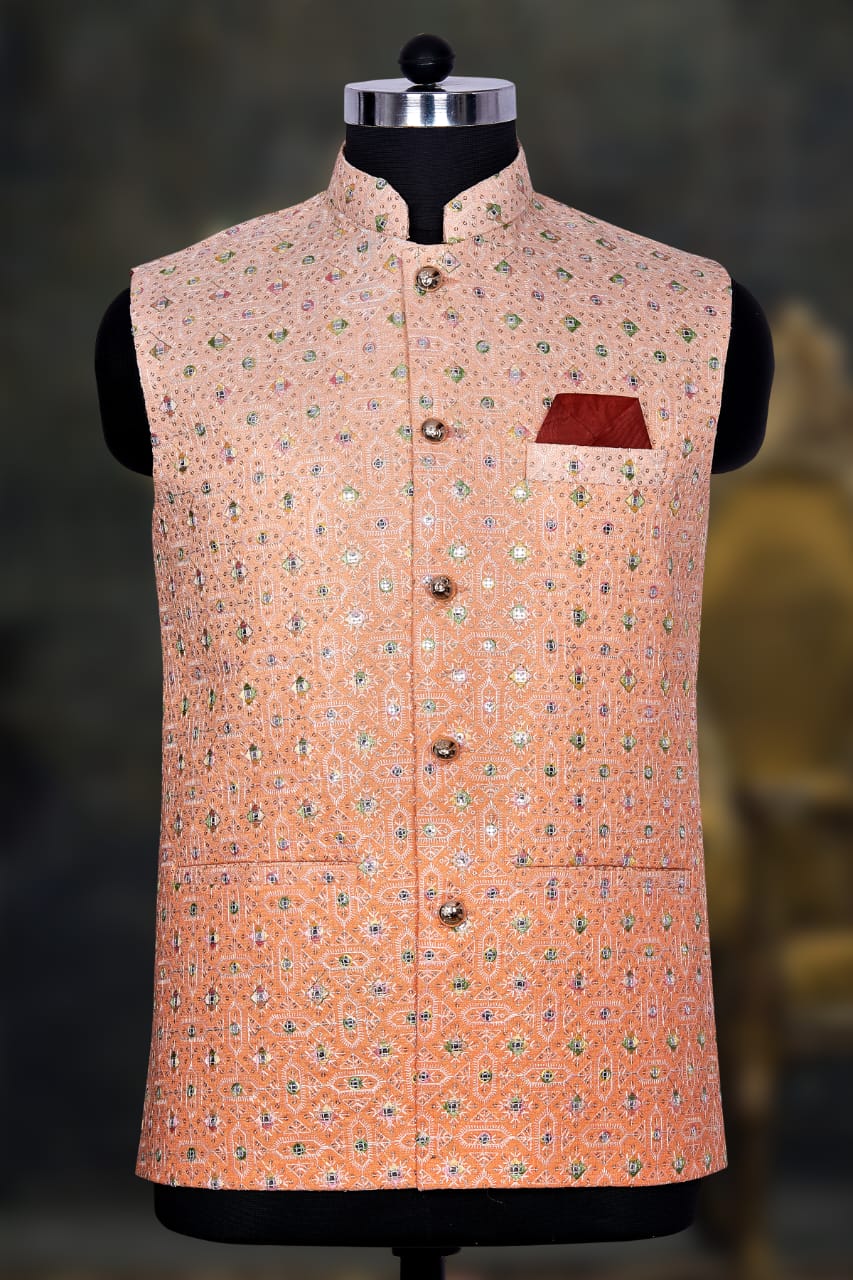 Light pink colored Nehru Jacket - Rent