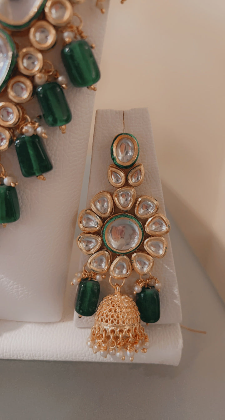 Bridal Green Pearl Gold Plated Necklace Set - Rent