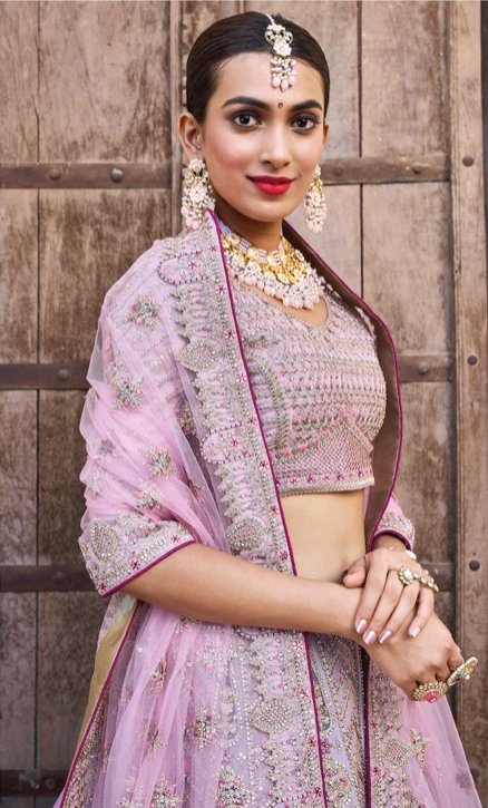 Purple bridal heavy embroidered Lehenga Set- Rent