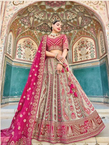 Pink colored embroidered Lehenga Set - Rent