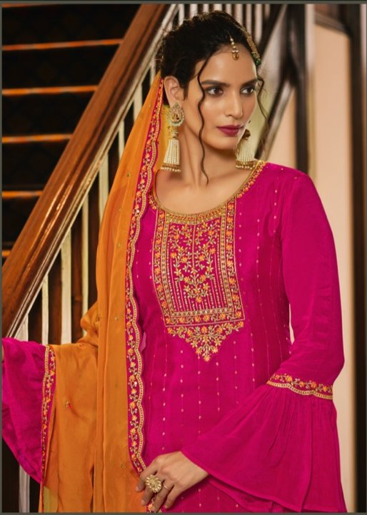 Classy and Elegant Embroidered Sharara Set - Rent