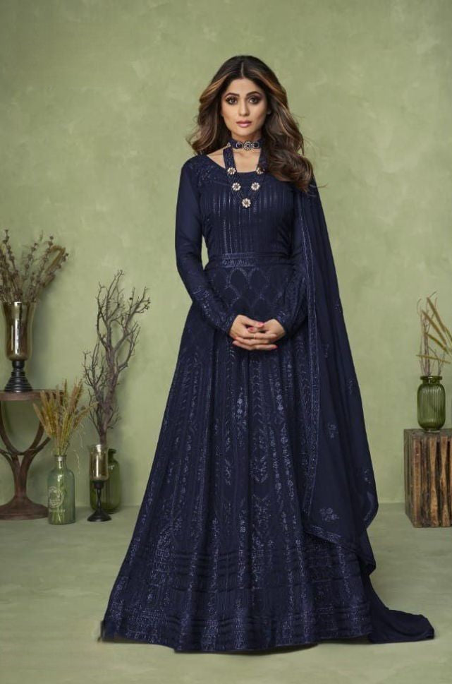 Heavy Embroidered Georgette Anarkali Suit - Rent