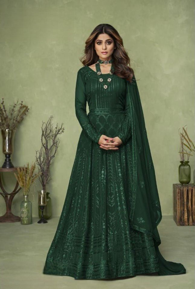 Green color hot sale anarkali dress