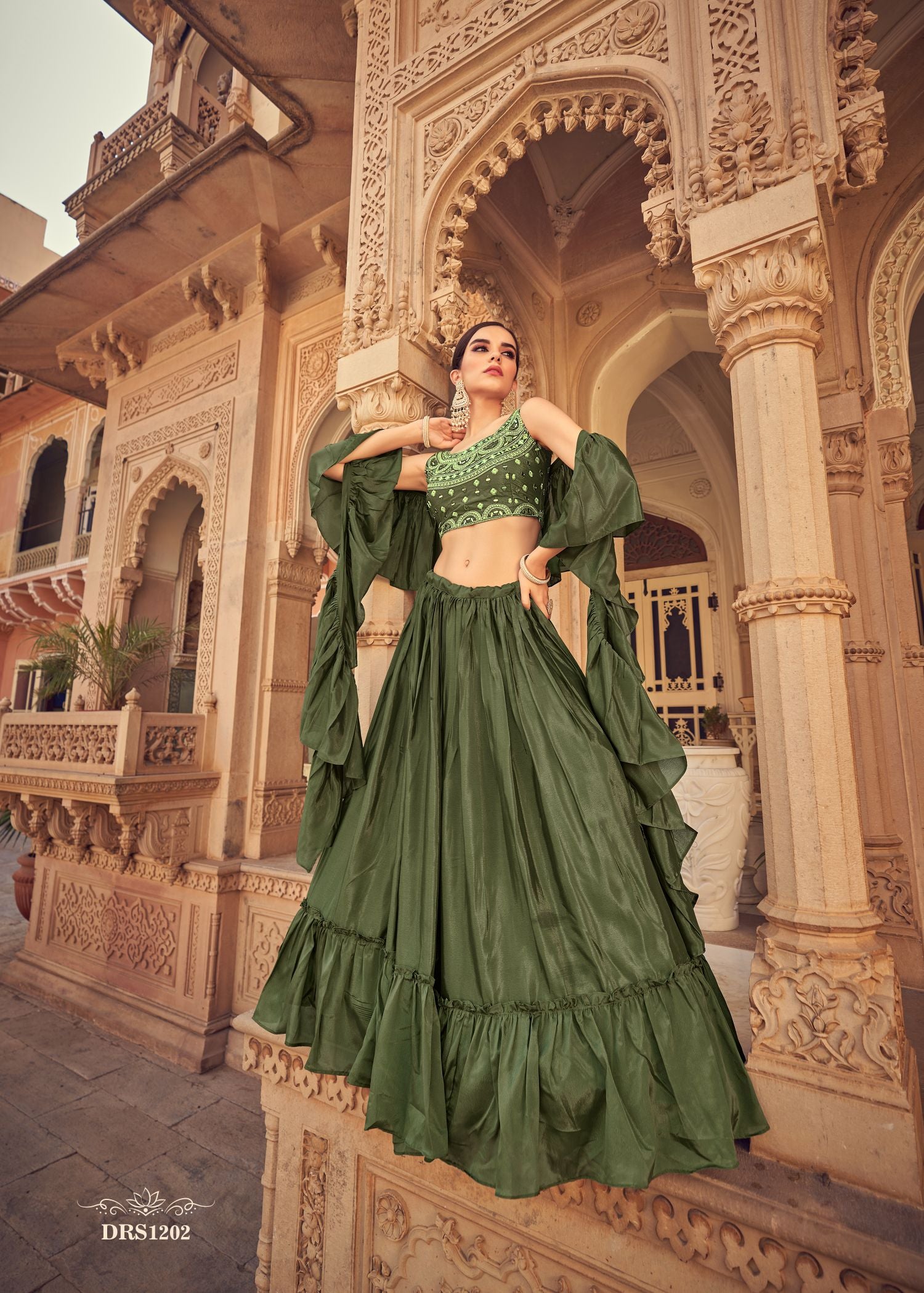 Buy Mehndi Green Lehenga Choli Sets for Women by FUSIONIC Online | Ajio.com