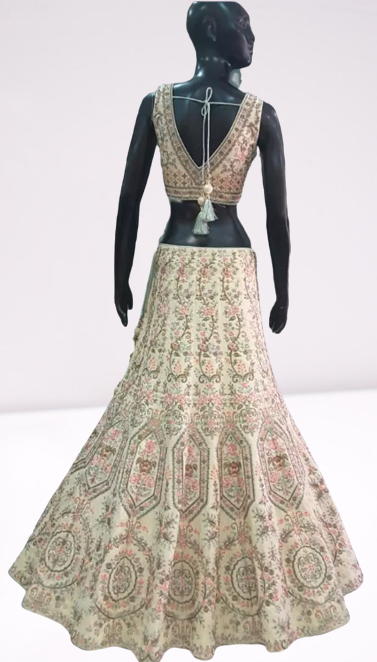 Light Yellow Colored Beautifully Designed Lehenga Set - Rent