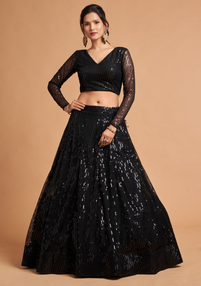 Semi-stitched Georgette Black Lehenga Choli, Size: Free Size at Rs 2399 in  Dehradun